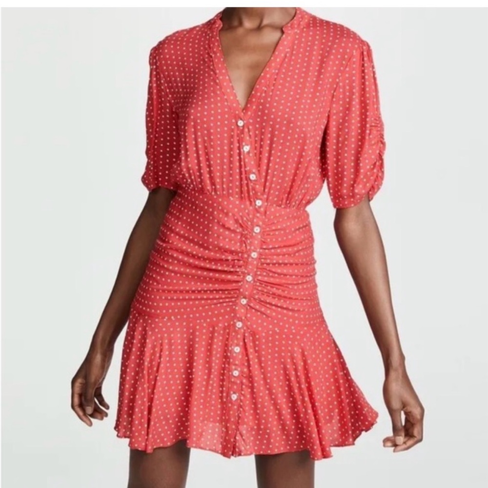 Free People Coral Polka Dot Mini Dress